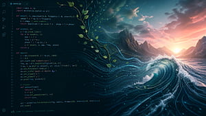 Algorithmic Tide — Code, Wave HD wallpaper
