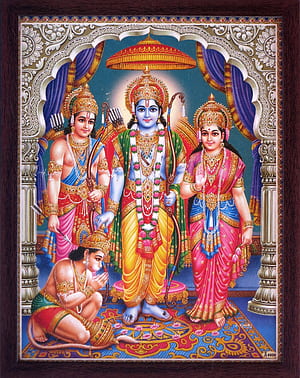 Amazon.com Sitting in Ram Darbar and Showing is Dedication Towards His Family, a Holy Religious Poster Painting with Frame for Hindu Worship and Gift Purpose, Ramdarbar HD phone wallpaper