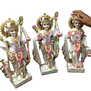 Ram Darbar Statue 18 inches Marble Hand Painted Marble Ramdarbar Idol, Large Ram Darbar Marble Statues Lord Rama, Lord Hanuman, Lord Lakshman, Sita Mata Temple Home decor Housewarming Gifts Sculpture HD phone wallpaper