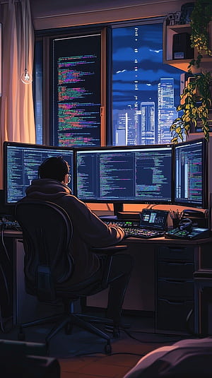 Cozy coding setup , Programmer, Computer, Programmer Room HD phone wallpaper