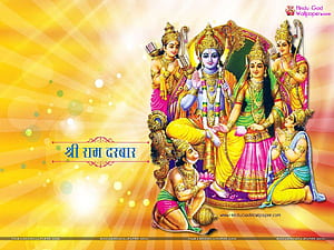 ram darbar full size, hindu temple, guru, temple, poster, veena, Ram Parivar HD wallpaper